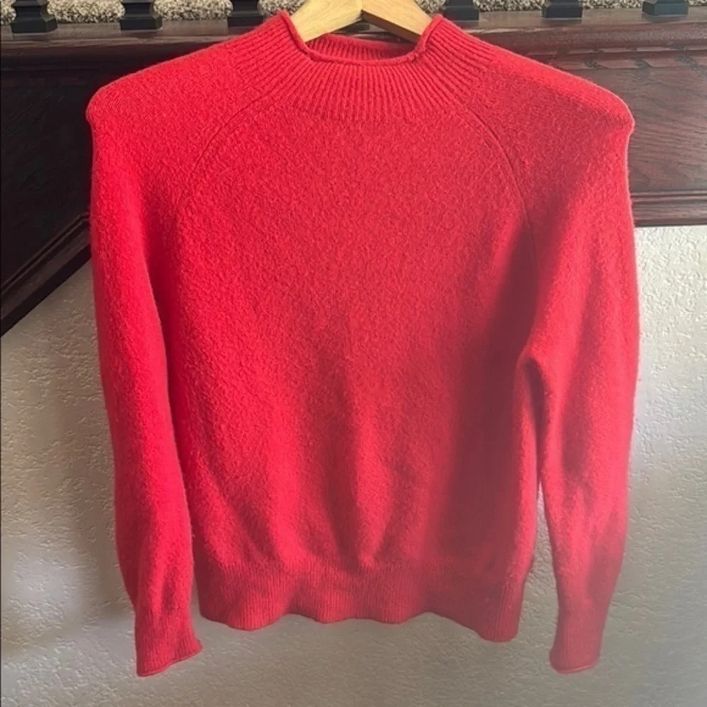 J. Crew Red Crewneck Sweater Classic Red Knit Design Merino Wool Blend Soft